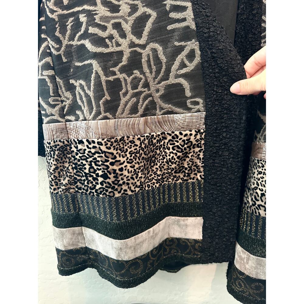 CHICO’S Mixed Print Cardigan Open Front Duster Jacket Leopard | Size 2 Large - Picture 4 of 7